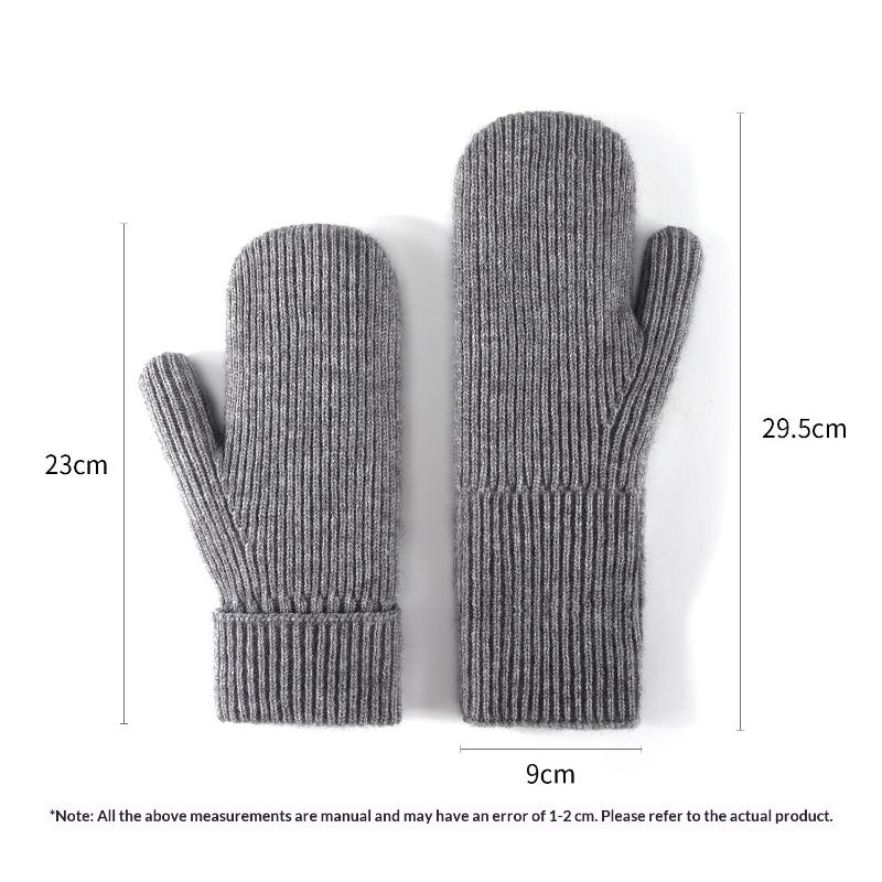 New Knitted Gloves Winter Double Layer Velvet Thickened Warm Cover Gloves Finger Gloves
