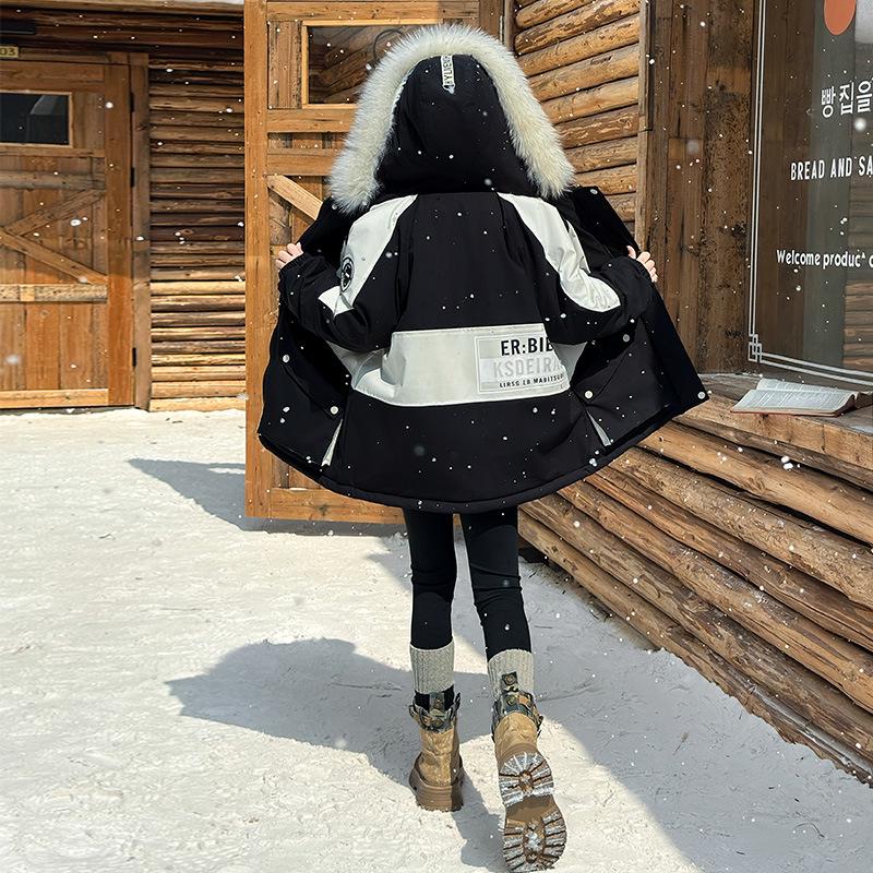 Stylish Girls' 2025 Ski Suit with Velvet - Korean Winter Jacket for Kids