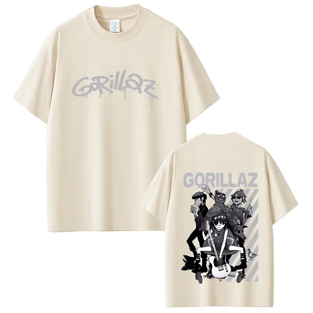 Limited Rock Band Gorillaz Print T-shirts Men Women Gothic Oversized Streetwear Men's Casual Vintage Short Sleeve Tshirt