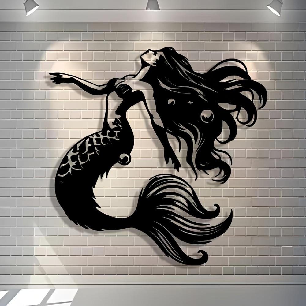 Elegant Mermaid Metal Wall Art Abstract Iron Sign for Halloween Christmas Home Office Cafe Bar Farmhouse Room Decor Housewarming Gift