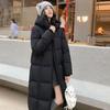 Winter Hooded Long Coat Thickened Loose Cotton Jacket for Women Students Knee Length Warm Outwear