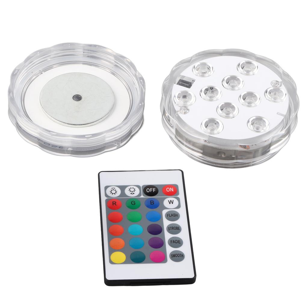 Submersible LED Lights IP68 Waterproof 10LEDs 16 Lighting Effects Battery Operated Spot Light with