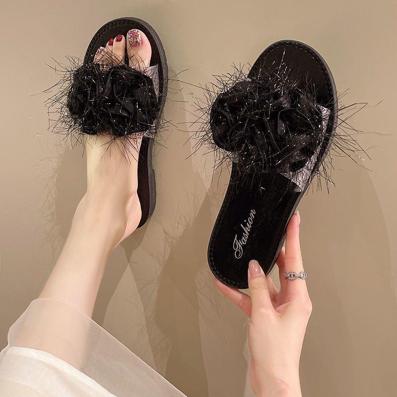 Slippers 2025 Word Summer New Wear Mao Mao Fashion Casual Flat Bottom