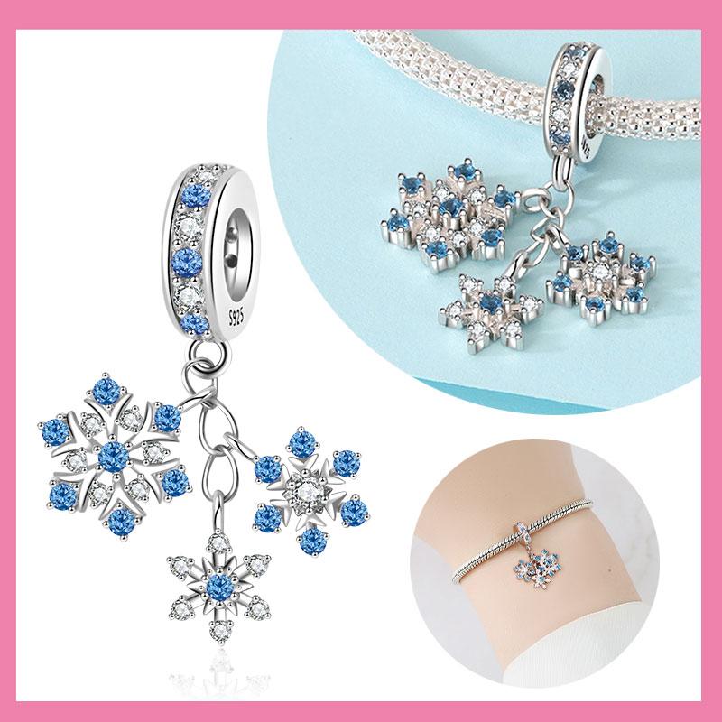Miedziany Śnieżynka Boże Narodzenie Zawieszka Charmsy Pasują do Autentycznej Bransoletki Idealne Dla Kobiet Biżuteria na Walentynki Prezenty