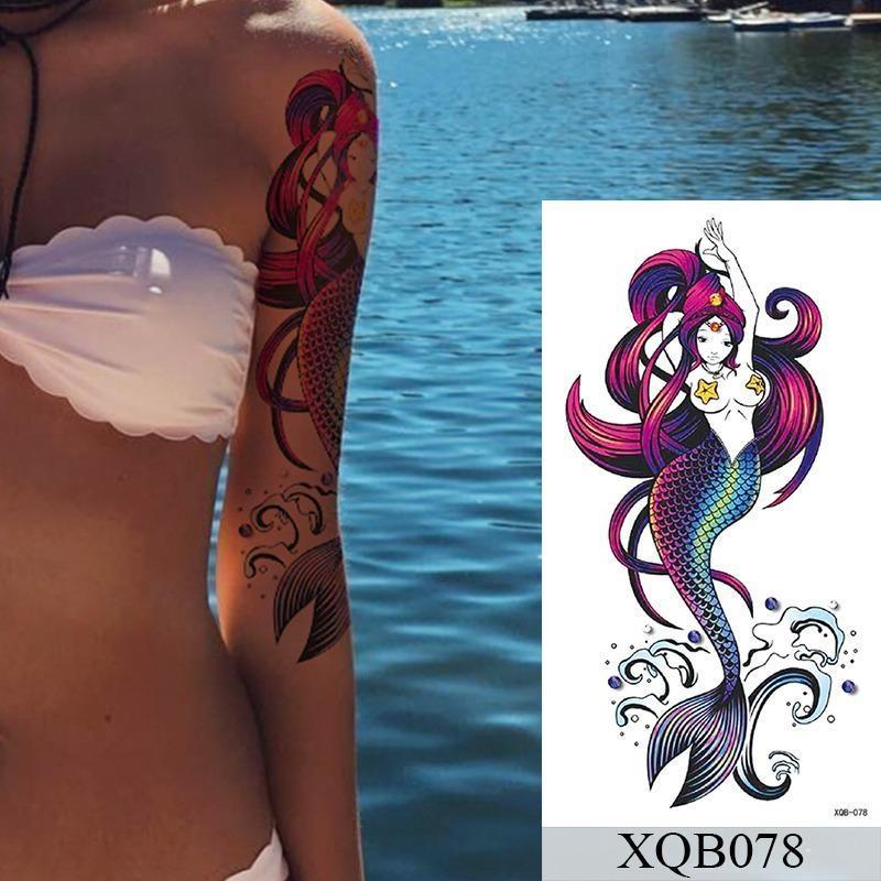 1 PC 210*114MM Waterproof Temporary Tattoo Sticker Spider Flash Tattoos Sanskrit Tiger Flower Body Art Arm Fake Tatoo For Women Men