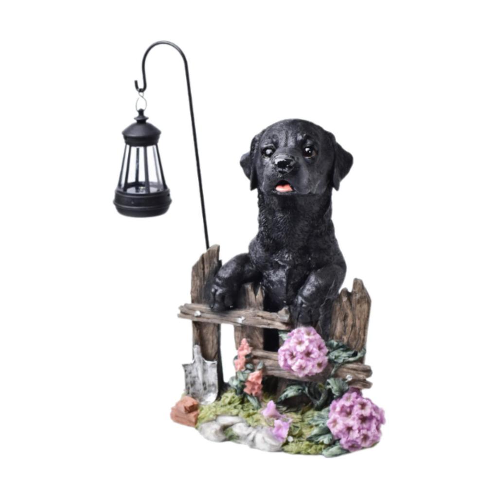 Solar Garden Statue Dog Figurine Decorative Sculpture Outdoor Figurine Light for Patio Porch Outside Backyard Home Decoration