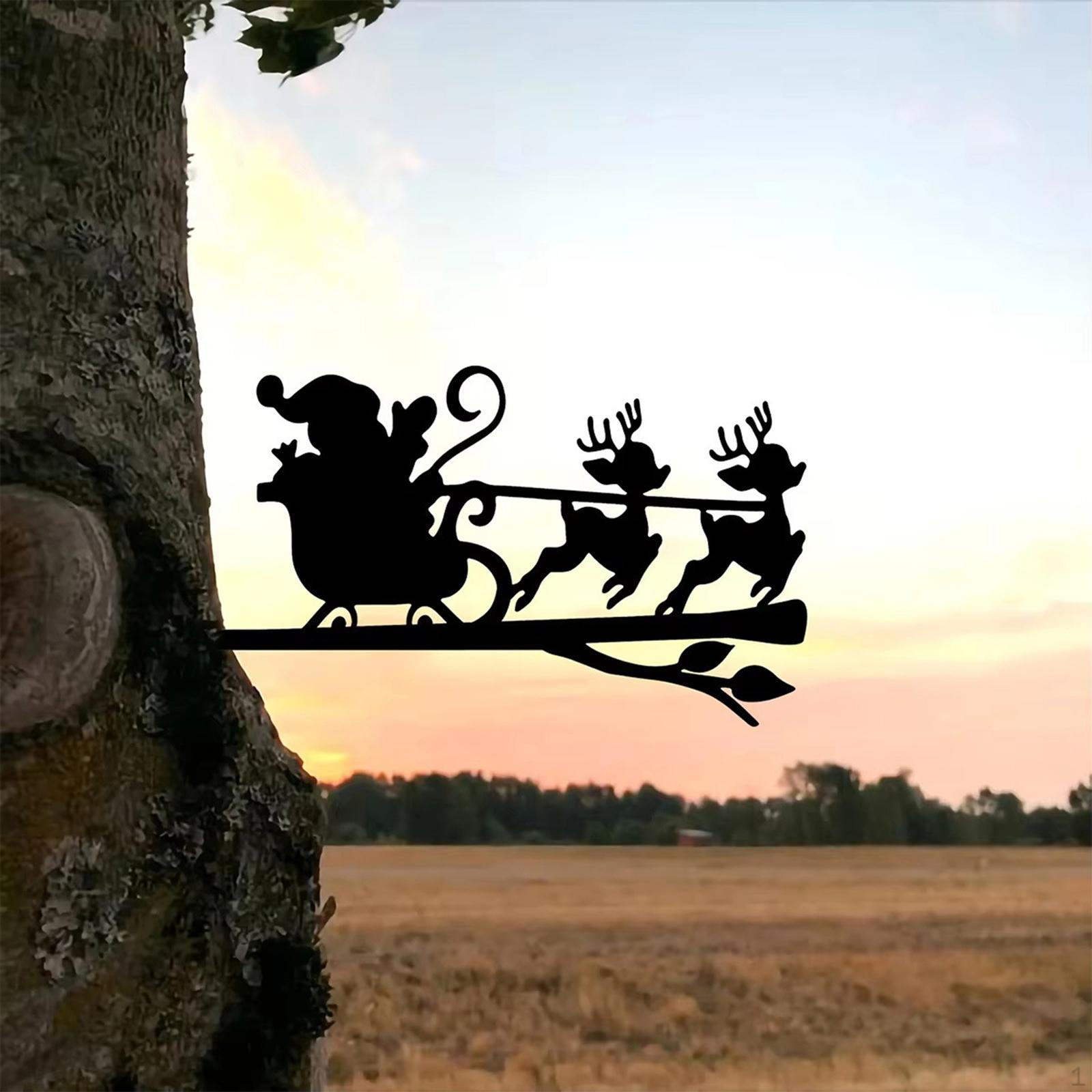 

Tree Insertion on Branch Stake Ornament Metal Art Iron Silhouette for Home Courtyard Garden