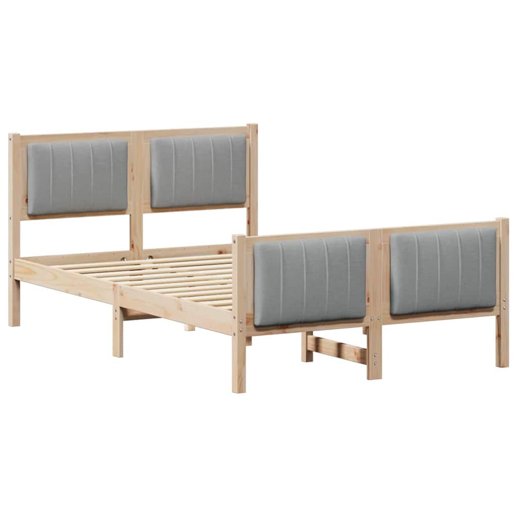 Bed Frame in Brown and Light Gray 120 x 190 cm Solid Pine Wood
