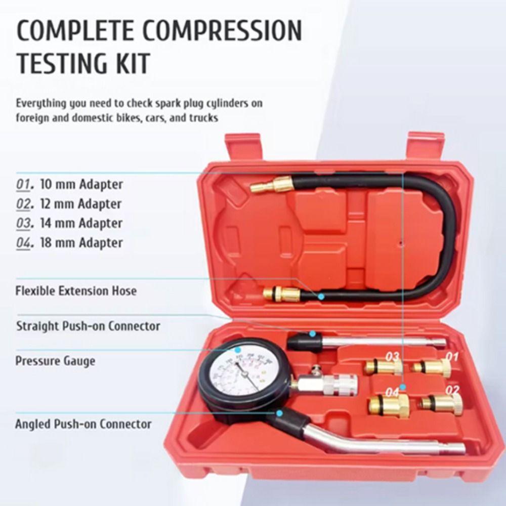 0-300 PSI Automotive Cylinder Tester Kit Fuel Cylinder Pressure Gauge  Car Maintenance
