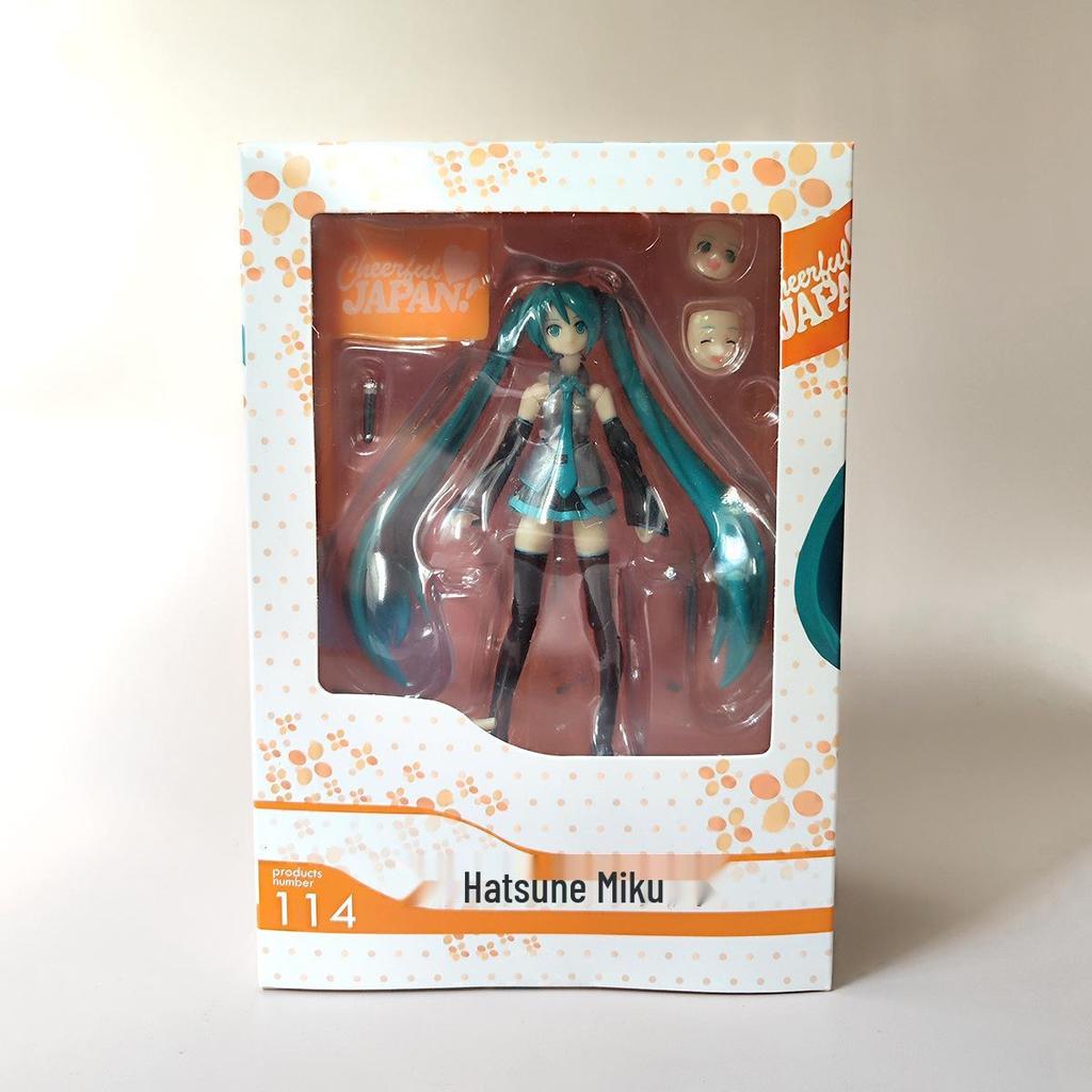 In Stock: Hatsune Miku Figma014 Articulated Action Figure with Face Changing Feature and Box.