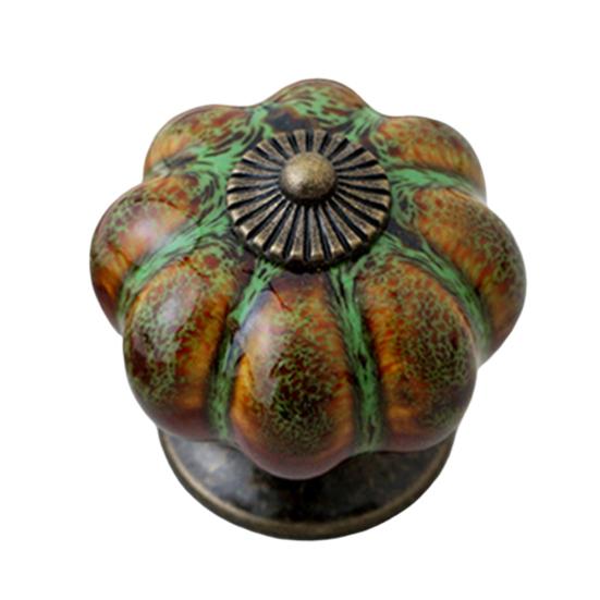 Retro Round Pumpkin Shape Ceramic Drawer Cabinet Wardrobe Door Handle Knob Decor