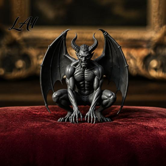 Unique Gift for Goth Lovers Gargoyle Figurine Medieval Dark Winged Statue Resin Gothic Architectural Figure Horn Demon Ornament Office Bookshelf