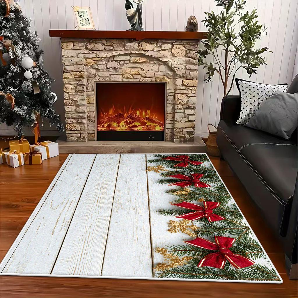Christmas Retro Style Non-slip Carpet Living Room Large Area Soft Leisure Area Decor Rug Machine Washable Sofa Table Mat Flannel