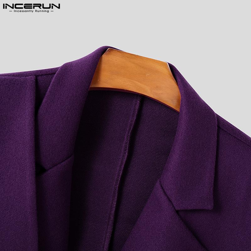 INCERUN Menn Lapel Langermet Front Cross Belte Kort Blazer Casual Jakker