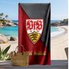 VfB Stuttgart FC Asciugamano da Spiaggia Stampato Personalizzato Logo Calcio Supporto Nome Personalizzato Testo Asciugamano Assorbente Per Sport Viaggio Regalo Speciale