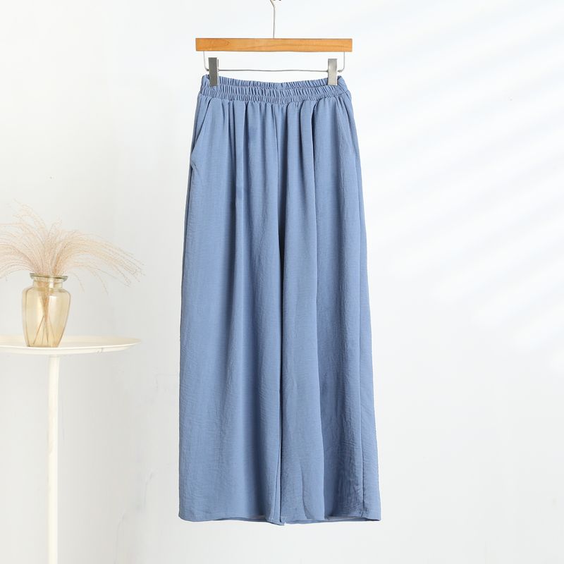 Cotton and Linen Casual Pants Women Summer Thin Straight Wide-Leg Pants Plus size Loose Sweat pants Solid All-Match Ice Silk Trousers