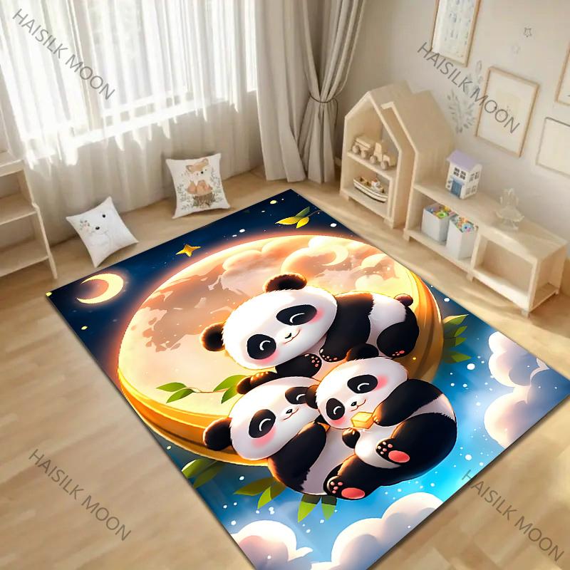 Cute Panda Printed Cartoon Carpet for Living Room Bedroom Sofa Home Decoration Non-slip Floor Mat Modern Carpet Luxury Gift