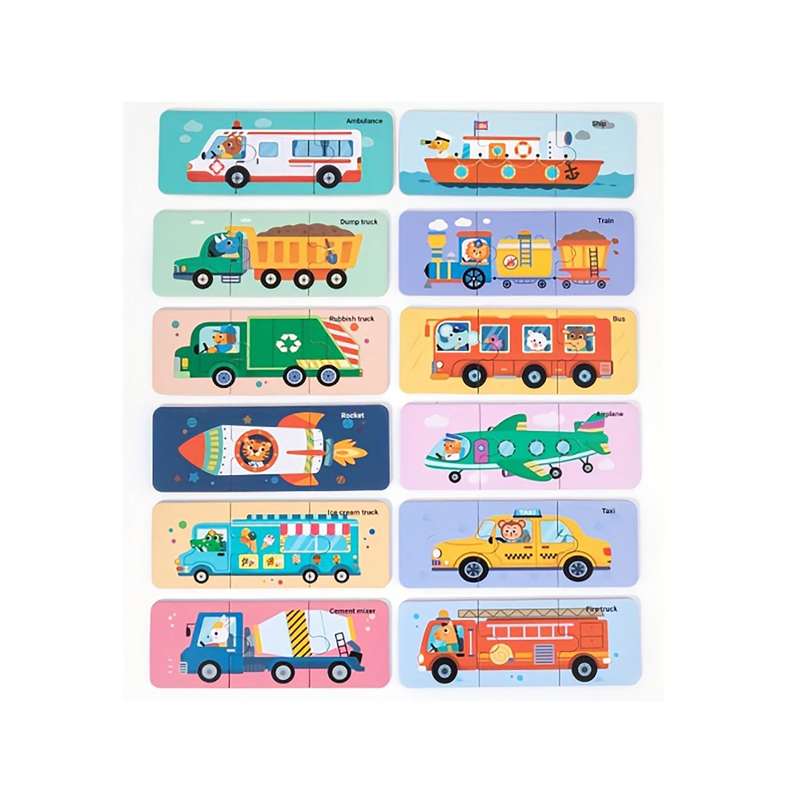 

12pcs Educational Puzzles - Animal & Transport Themies - Early Learning Toys With Colors, One Size
