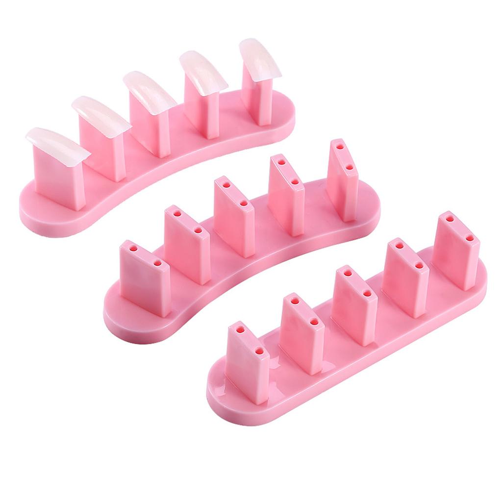 1 Set Removable Practice Nail Art Training Holder Stand   100pcs Practice Nail Tips Pink