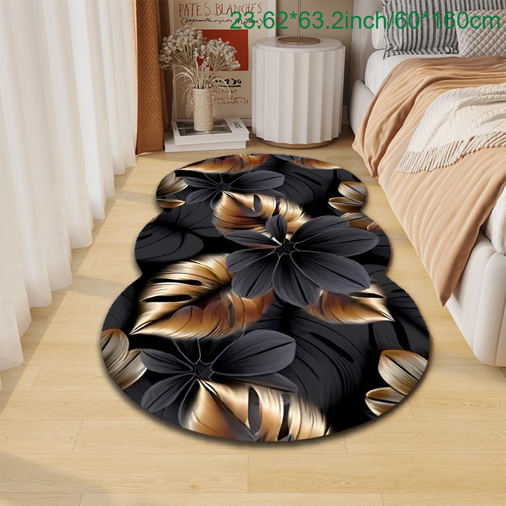 1pc Luxury Tropical Floral Carpet, Durable Non-Slip Washable Indoor Rug For All Seasons, Halloween Thanksgiving Christmas Decor