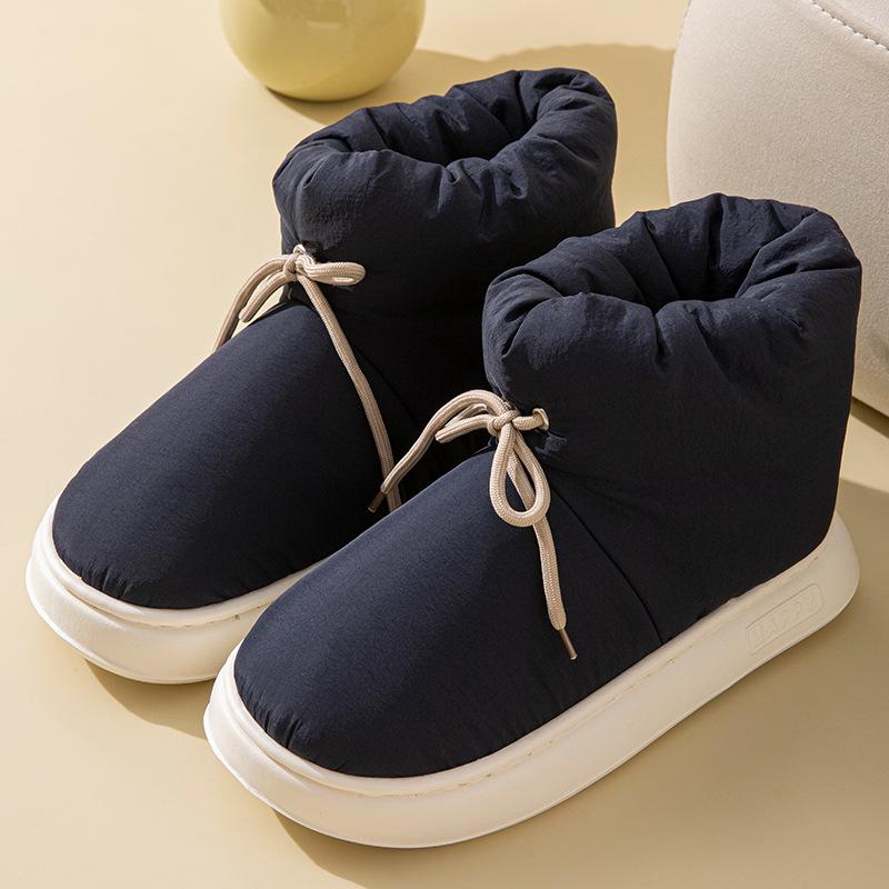 Women's 2025 Winter High-Top Cotton Slippers: Outdoor, Warm, Thick-Soled, Couple's Cold-Proof Design