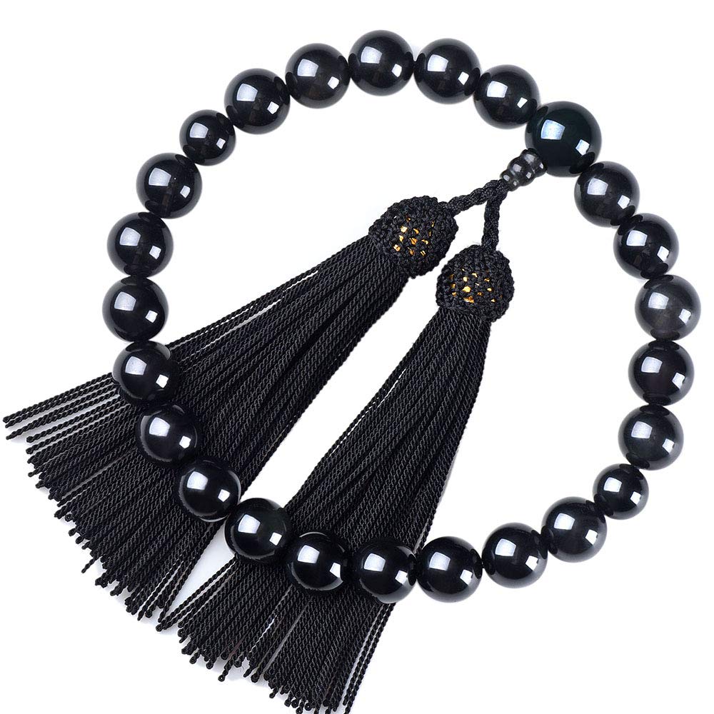 Men's Onyx Prayer Beads with Silk Tassel and Headband, Includes Prayer Bead Bag