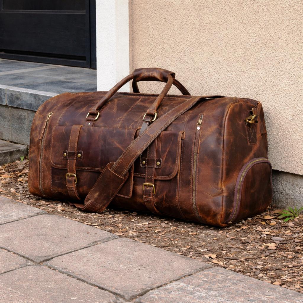 Mens&Womens Travel Bag, Full Grain Leather Duffel Bag, Personalisation Weekend Luggage Bag,Unique Christmas Gifts,Carry-on Bag