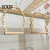 Parrot Cage Accessories Swing Perch, Solid Wood Perch Pole, Wooden Blocks And Healthy Bird Toy Beads Arch, Unpainted for Small Medium Parrots with