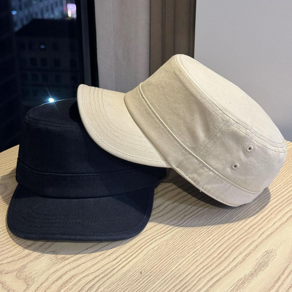 New European and American Style Solid Color Casual Flat Top Hat Simple Fan Washed Cloth Men's Hat Four Seasons Fashionable Breathable Men's Hat