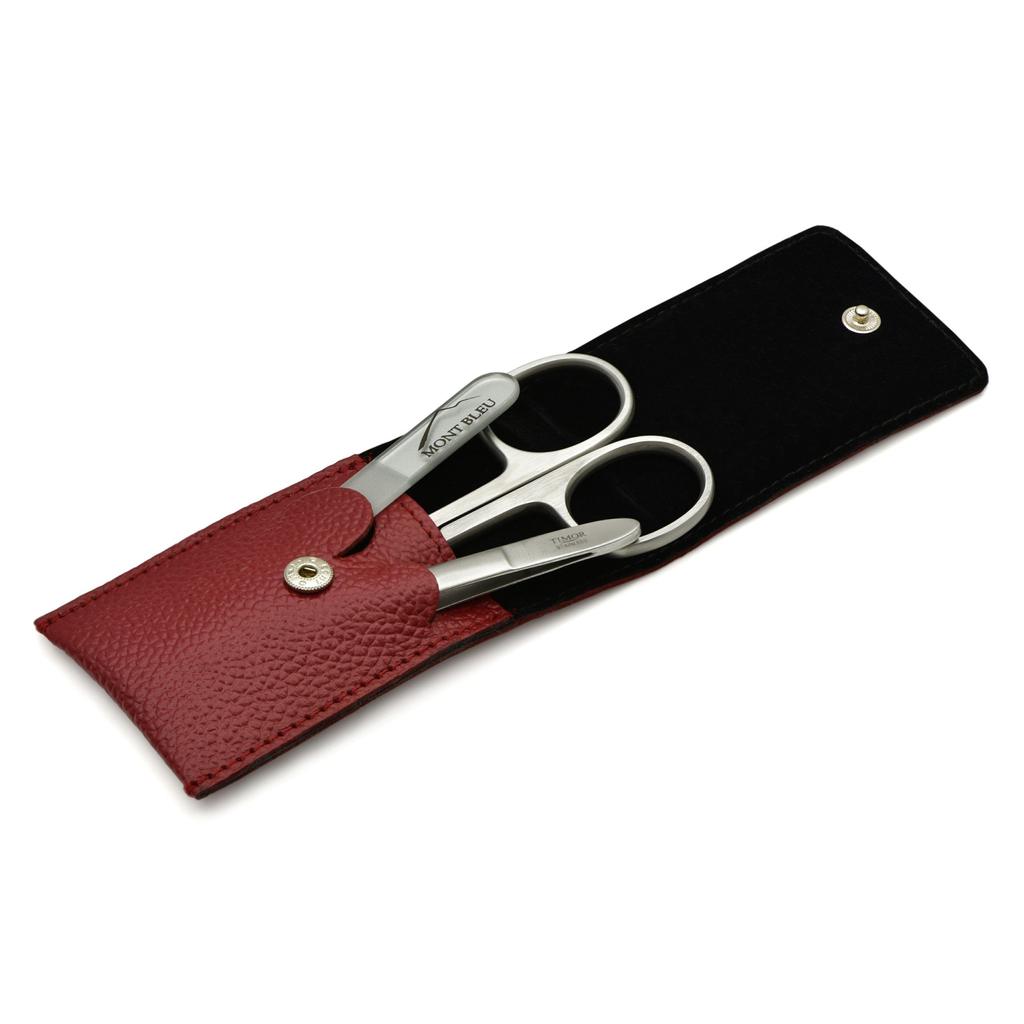 Giesen & Forsthoff's Timor 3-piece Manicure Set In Red Leather Case