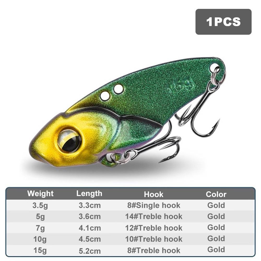 High Quality 5g VIB Fishing Lure 3D Slow Sinking Rattlesnake Iron Jig Zi Alloy High Vibration Vib Blade Lure for Predatory Fish
