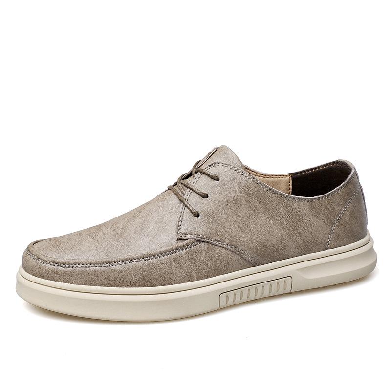 Men s Cowhide Lace-up Breathable Casual Leather Loafers 40