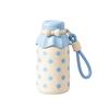 540ml Thermal Water Bottle Stainless Steel Polka Dot Straw Thermos Cup with Handle Retro Vacuum Flask Sports Activities