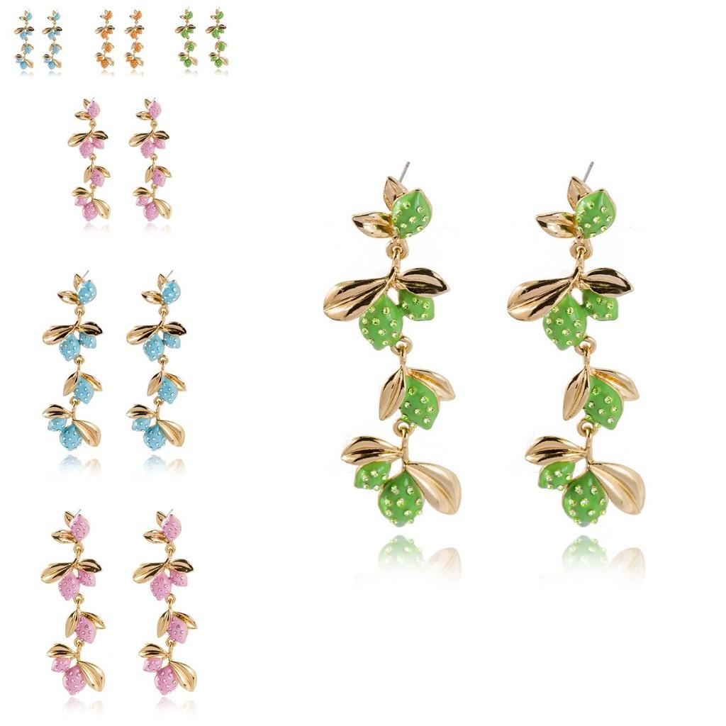 Chic Metal Plated Fruit Earrings For Women Unique Summer Jewelry