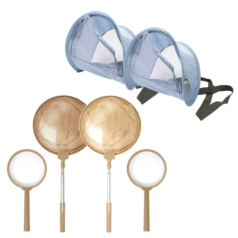 

mitas Insect Net Set with Magnifying inches Lightweight and for Collecting Mountain River Outdoor Extendable Catching Rhinoceros Stag Beetles 2-Piece