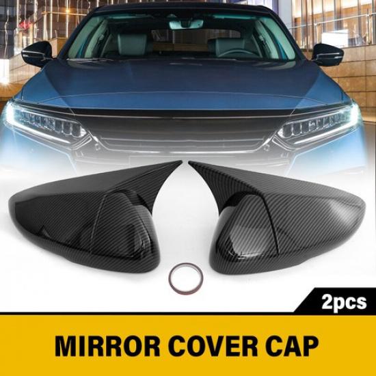 For Honda Accord 2018-2021 Carbon Black Ox Horn Style Rear View Mirror Cover Cap