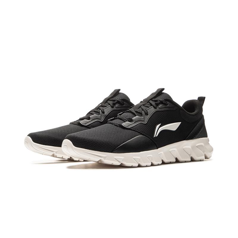 Li Ning Soft Comfortable Fashion Shock Absorbing Durable Low Top Casual Running Shoes Men sneaker Black Off-White ARSV077-1