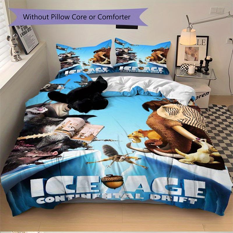 3pcs Ice Age Continental Drift Movie Characters Quilt Cover Set, Soft and Cozy Bedroom, Guest Room and Dorm Decorative Bedding 3-Piece Set 1