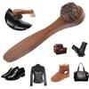 Horsehair Shine Shoes Brush Wood Handle Leather Shoes Polish Shine Applicator Brush