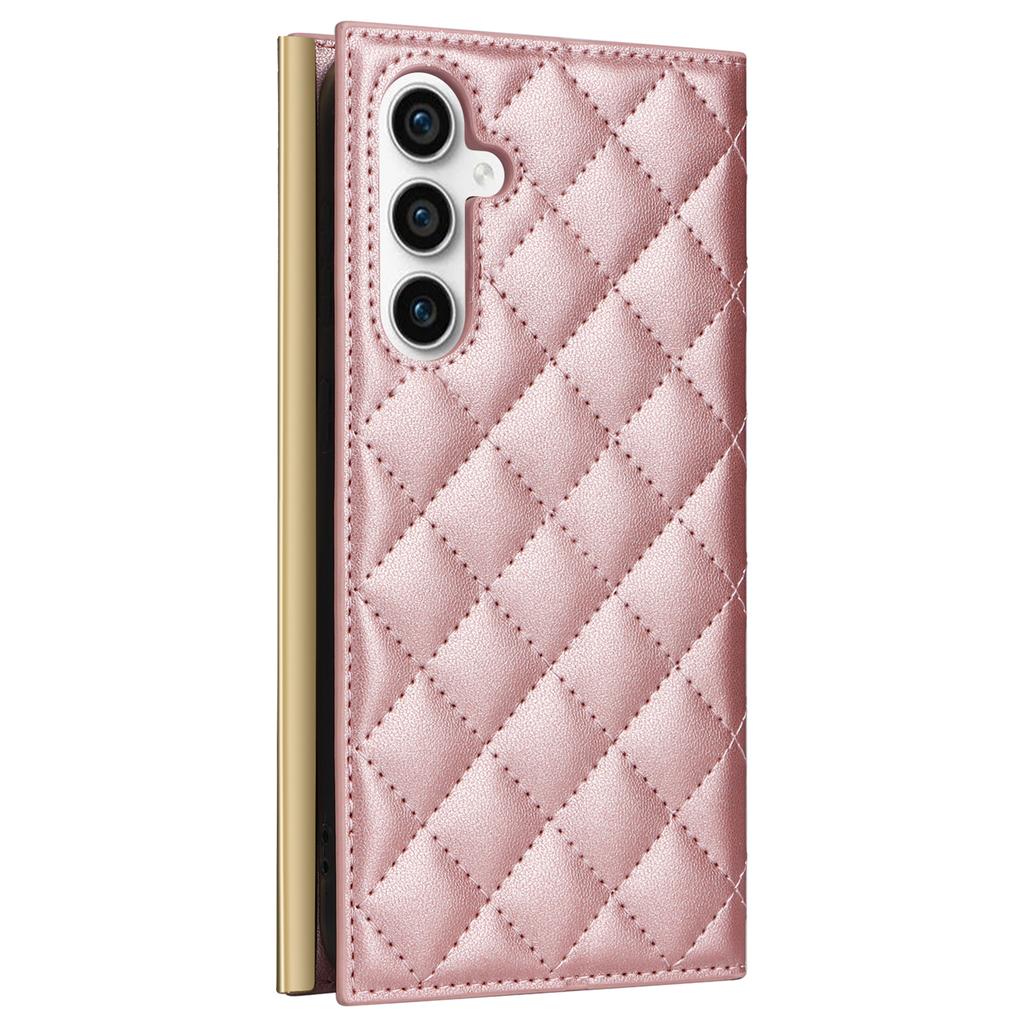 For Samsung Galaxy S23 FE Case PU Leather Suction Cup Phone Cover with Shoulder Strap