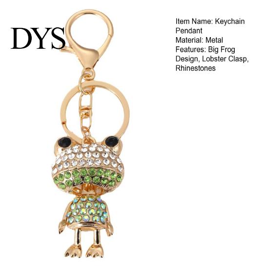 Wear-resistant Keyring Keychain Pendant Sparkling Rhinestones Frog Design Key Chain Durable with Lobster Clasp Anti-Oxidation Lightweight Backpack