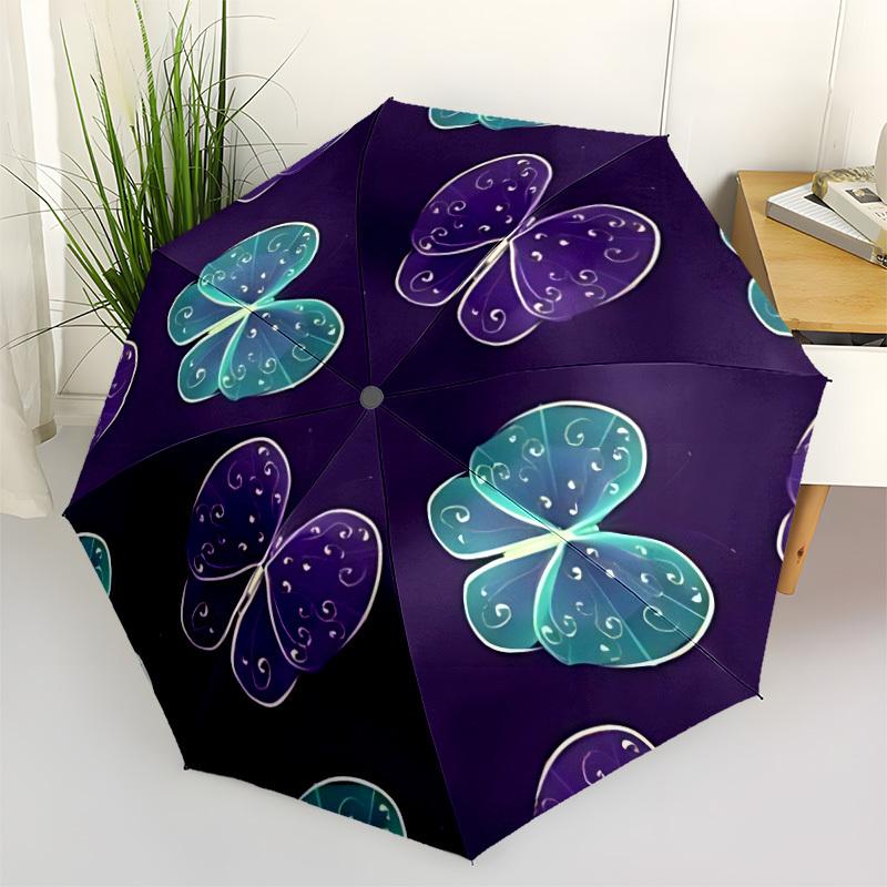 

1pc Butterfly Pattern Open/Close Folding Umbrella, All- Portable Umbrella for & Men, Stylish Accessory (Holiday Gift) 8-Rib yy251213192
