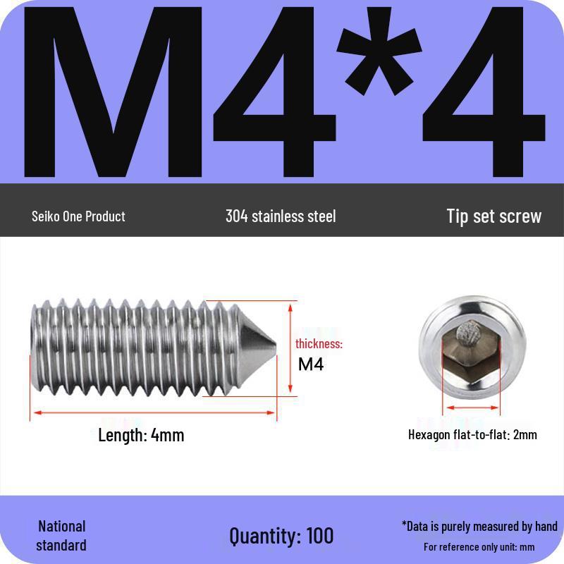 304 Stainless Steel Internal Hex Set Screw | Headless Grub Screw M2-M16