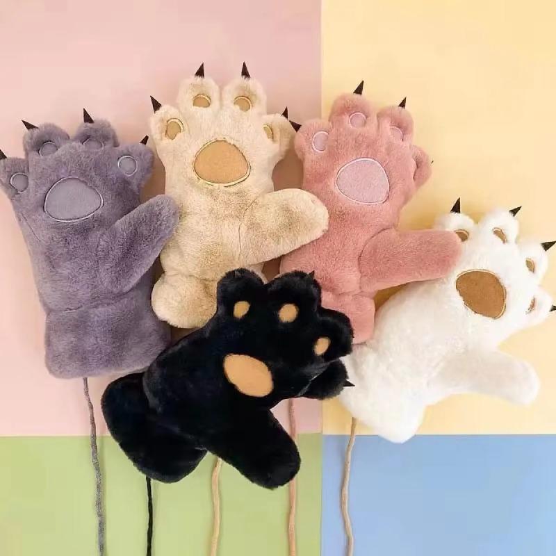 Winter Warm Plush Cat Claw Paw Gloves Plush Mittens Lovely Cartoon Soft Plush Cat Paw Full Finger Gloves Half Finger Mittens