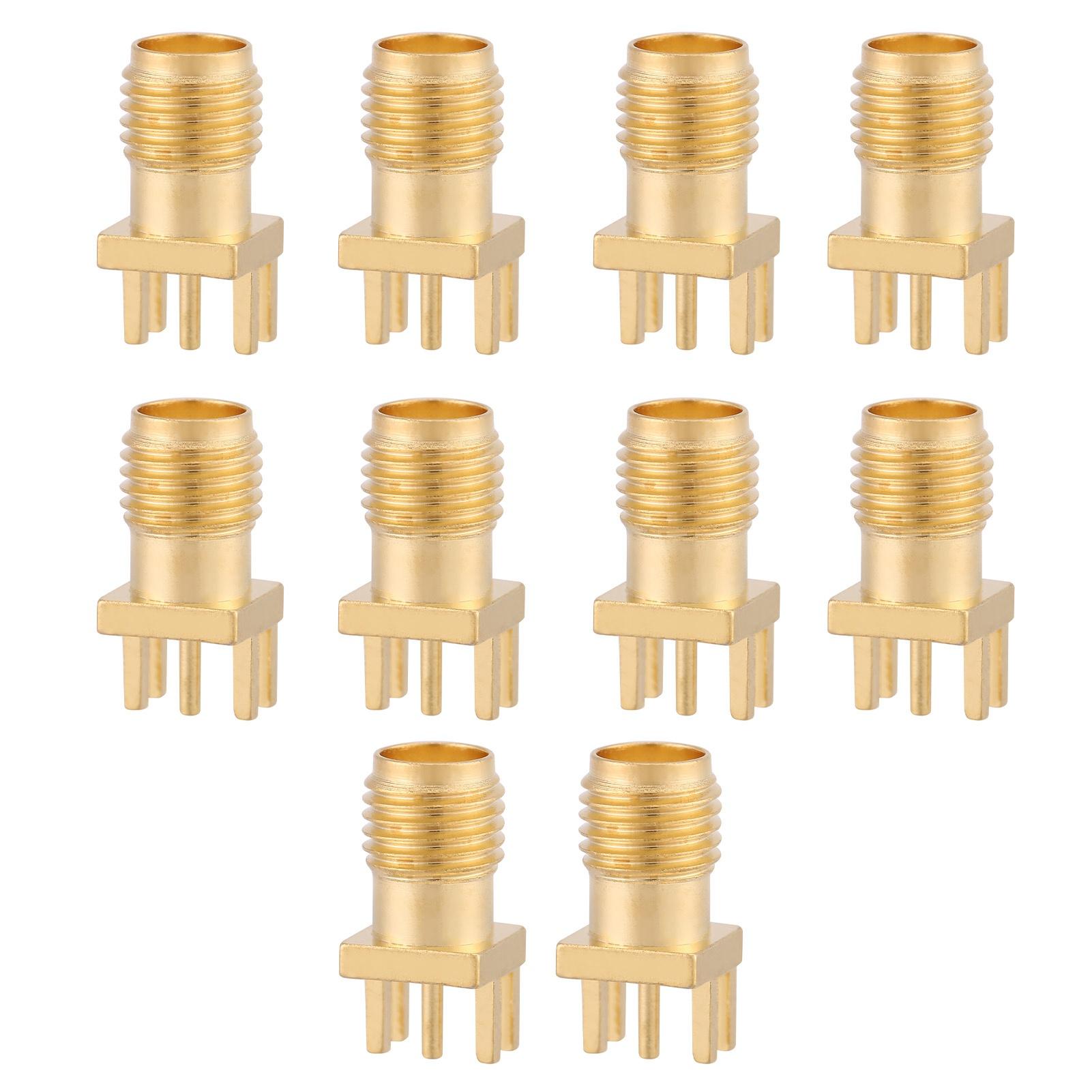 

10 шт. Латунь SMA Гніздо Гніздо PCB Mount 50 Ом РЧ-роз’єми