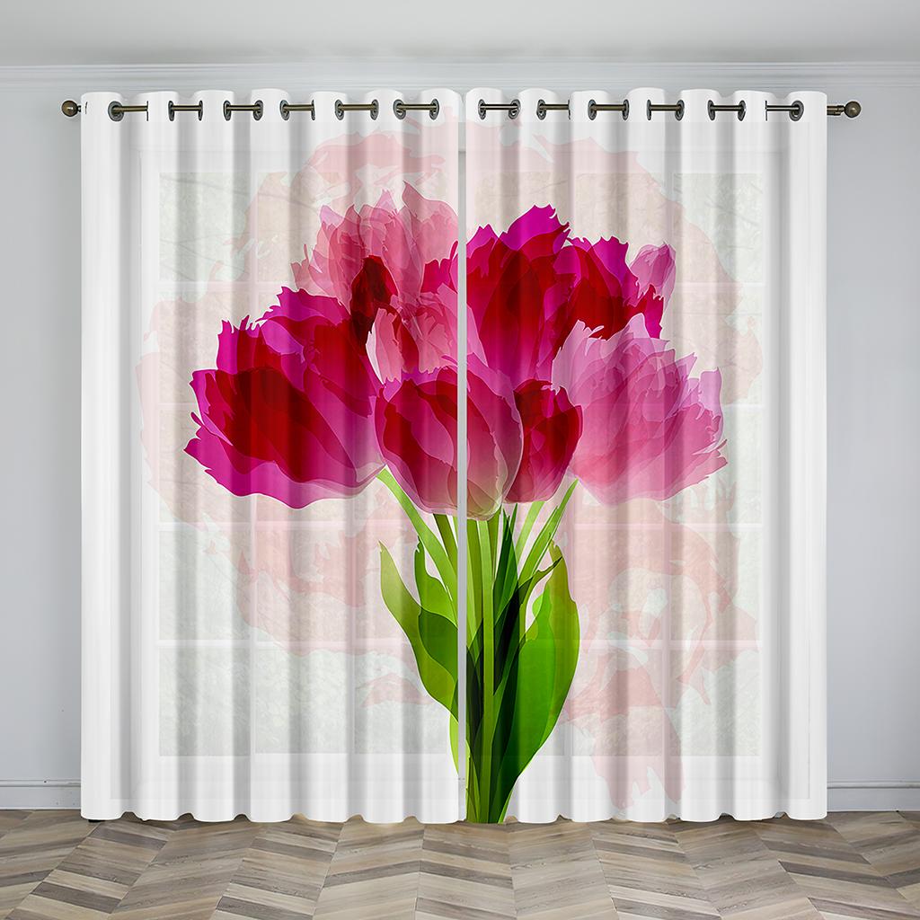 Beautiful Roses Pattern Sunshade Curtains 3D Digital Printed Polyester Curtains Living Room Bedroom Home Decor Curtain 2 Panel