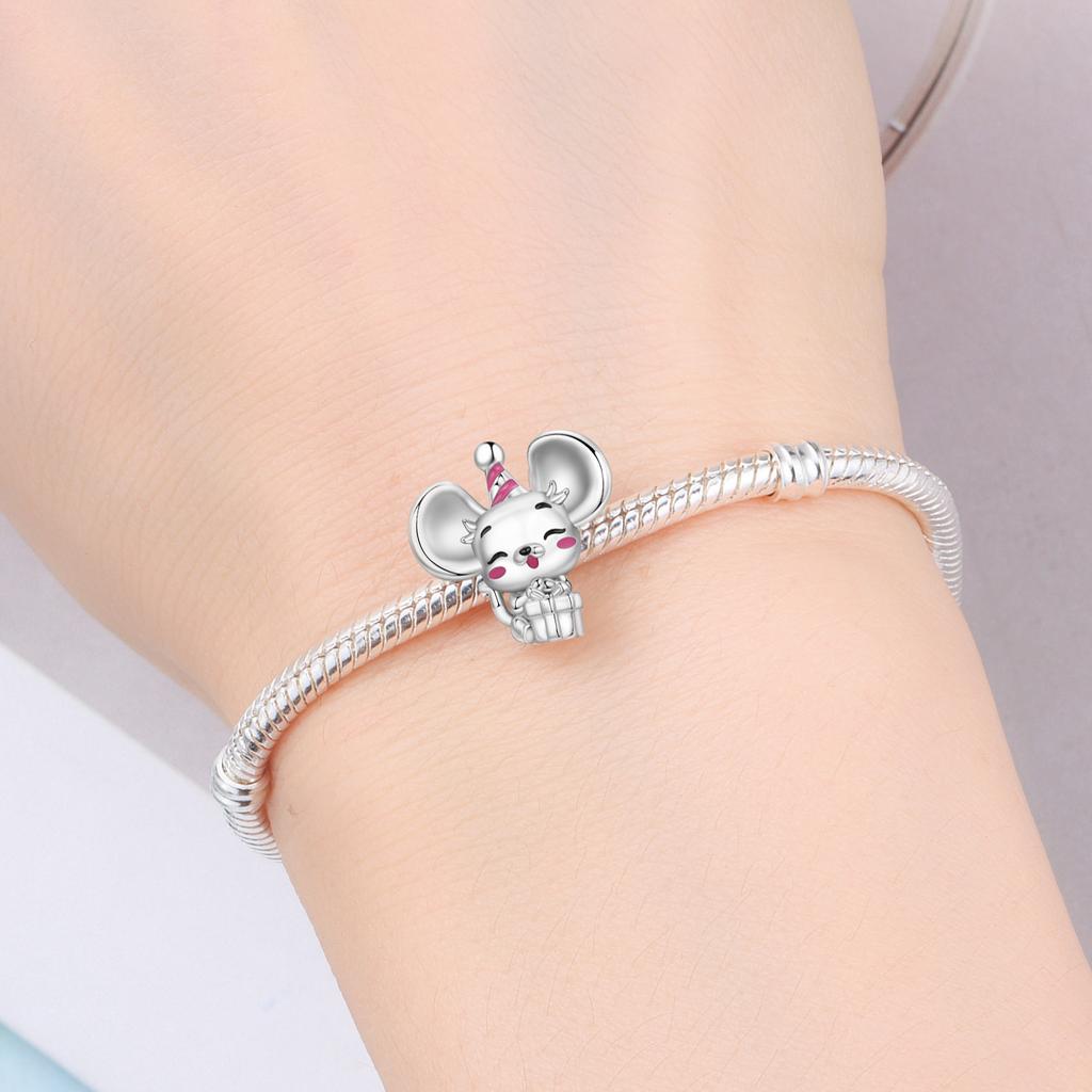 Copper Cute Mouse Animal Beads Original Pendants Bracelet Charm Jewelry Party Diy Trendy Gifts