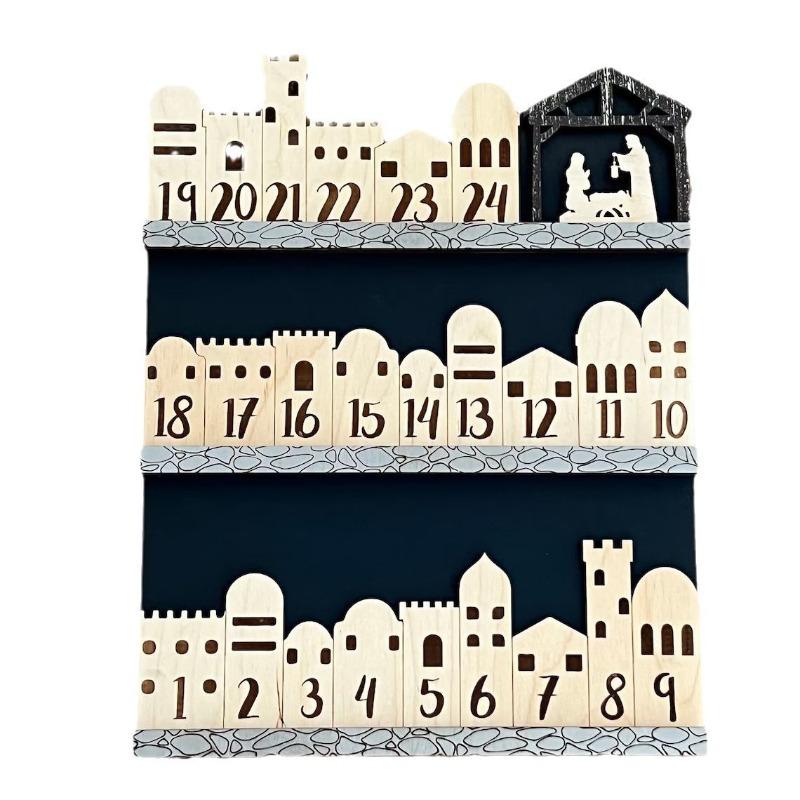 

Рождественский календарь Деревянное дорожное украшение Адвент Обратный отсчет