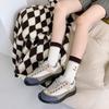 Women's Coffee Striped Bear Embroidery Mid-Calf Slouch Socks - Cute Cartoon Style