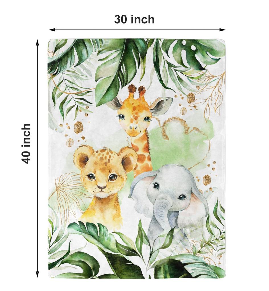 VIKAMA Healing Jungle Cuddly Animal Blanket Soft to the touch machine washable shed-free Creates a playful sleep environment